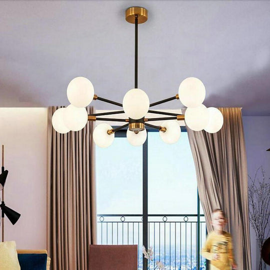 6-Light LED Glass & Metal Modern Chandelier for Kitchen Island Lighting