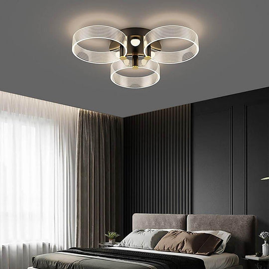 Circles Modernist LED Flush Mount Crystal Ceiling Light