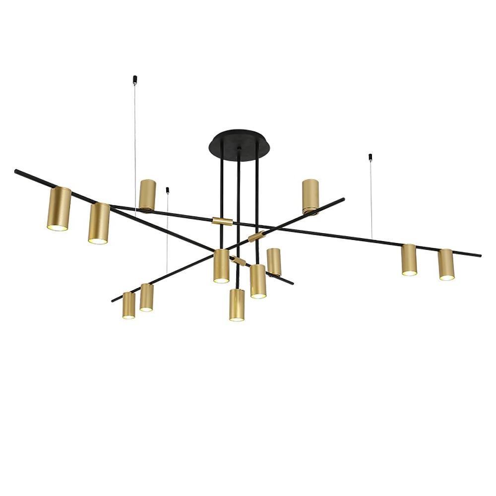 Geometric Gold Sputnik Chandelier with 12 Bulbs