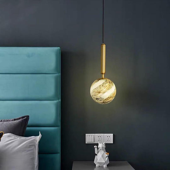 Distressed Globe Hallway Pendant Light Metal Acrylic Ceiling Lights