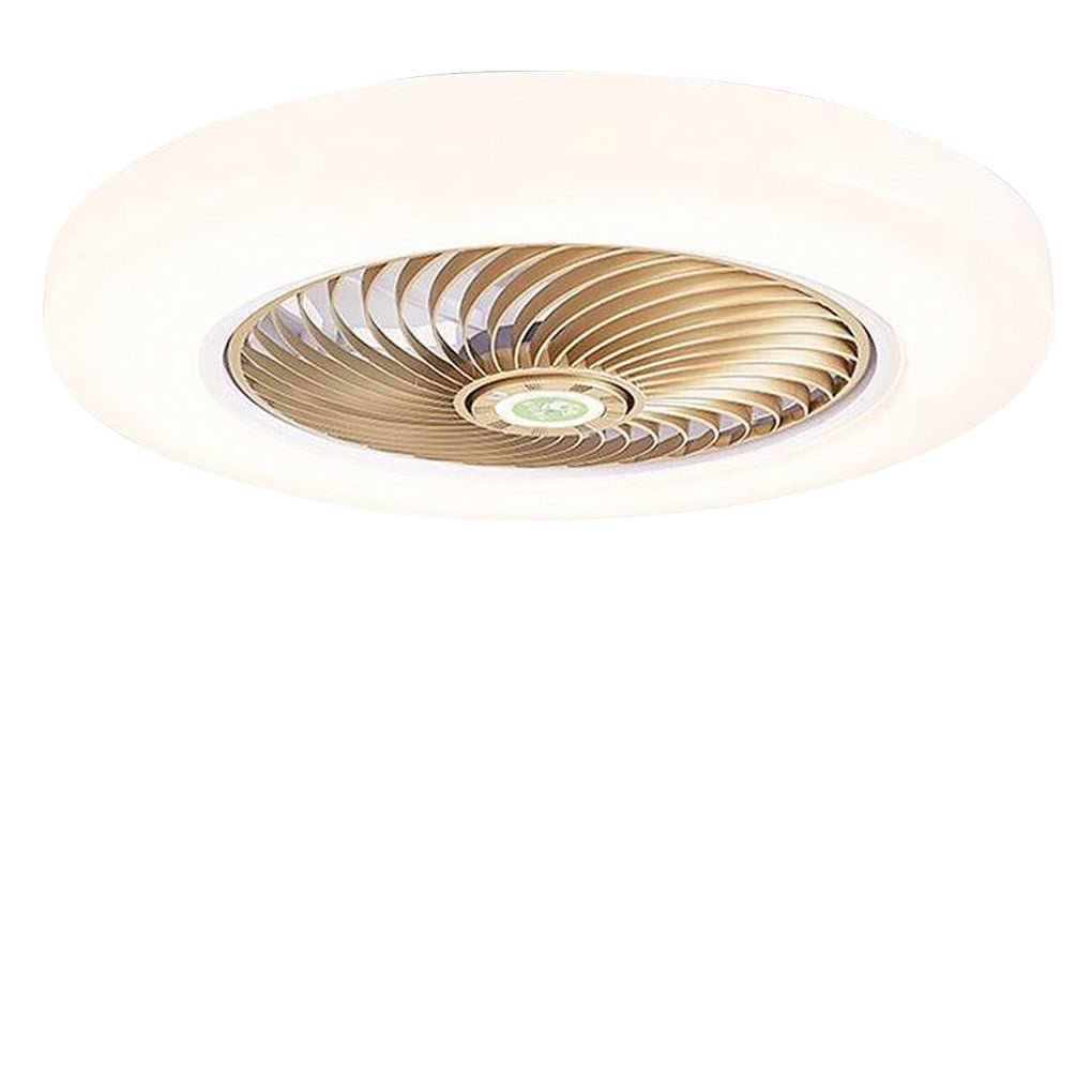 Modern Flush Mount Bladeless Ceiling Fan with Round LED Light