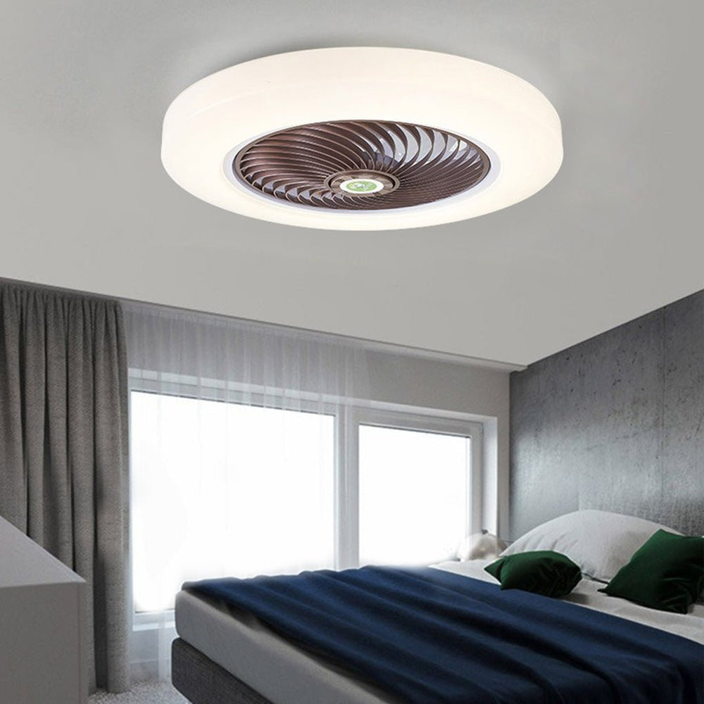 Modern Flush Mount Bladeless Ceiling Fan with Round LED Light