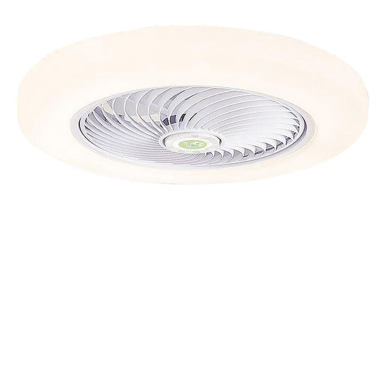 Modern Flush Mount Bladeless Ceiling Fan with Round LED Light