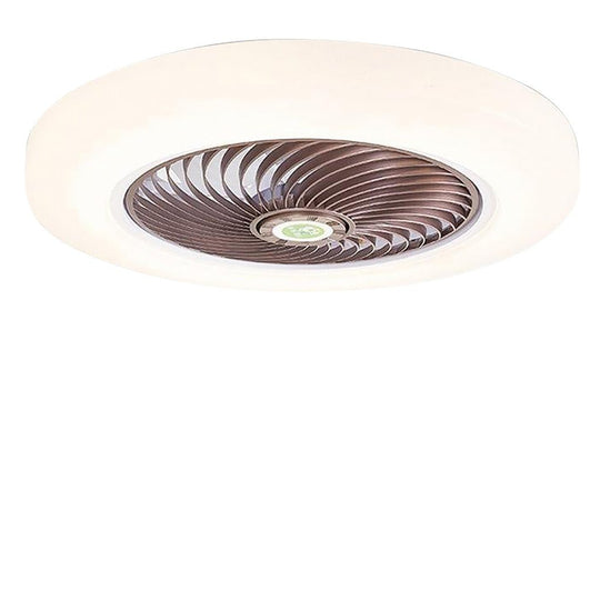 Modern Flush Mount Bladeless Ceiling Fan with Round LED Light