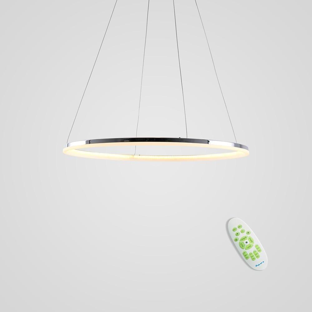 LED Circular Brushed Nickel Modern Pendant Light with Remote