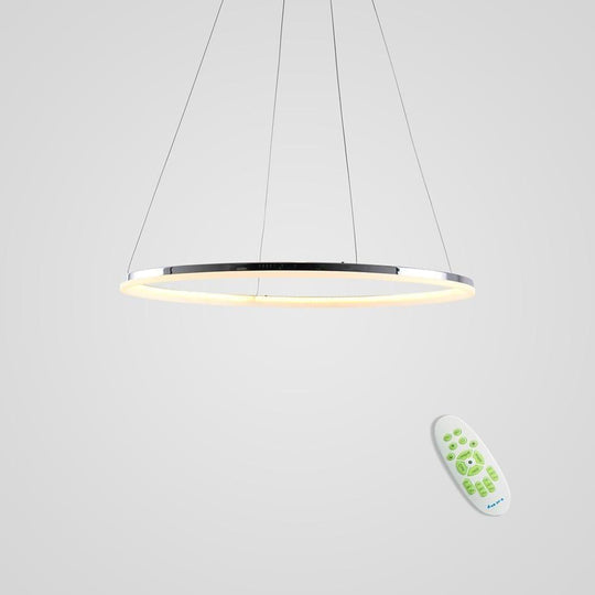 LED Circular Brushed Nickel Modern Pendant Light with Remote