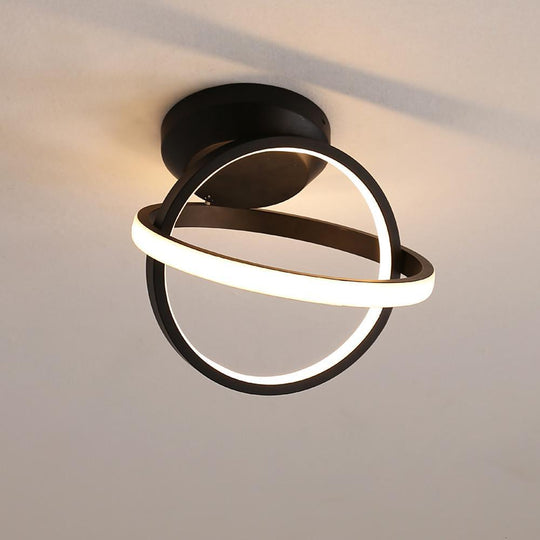 Creative Circles LED Black Modern Ceiling Light Flush Mount Lighting