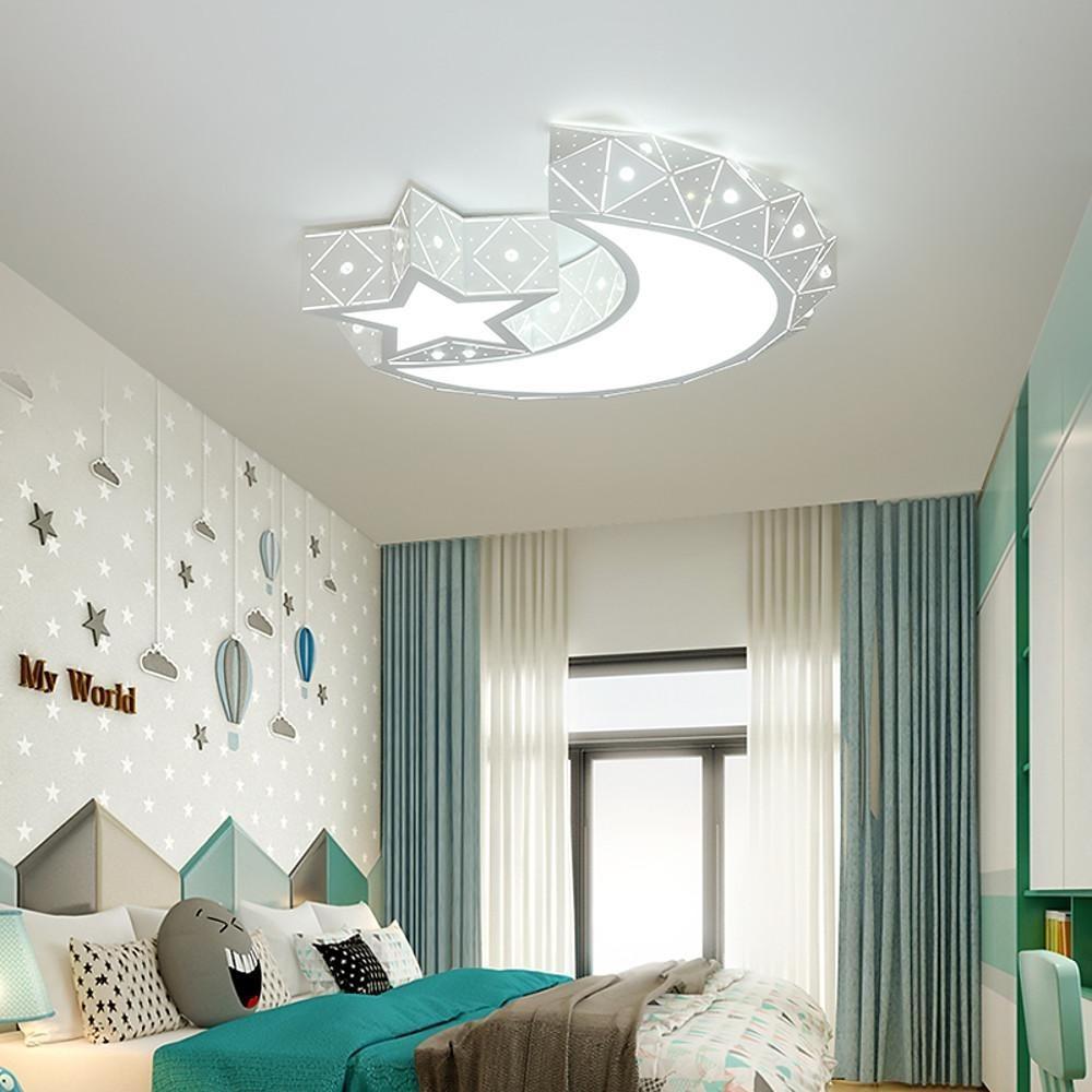 Moon and Star Shaped LED Flush Mount Ceiling Light – Modern Children’s Room Fixture