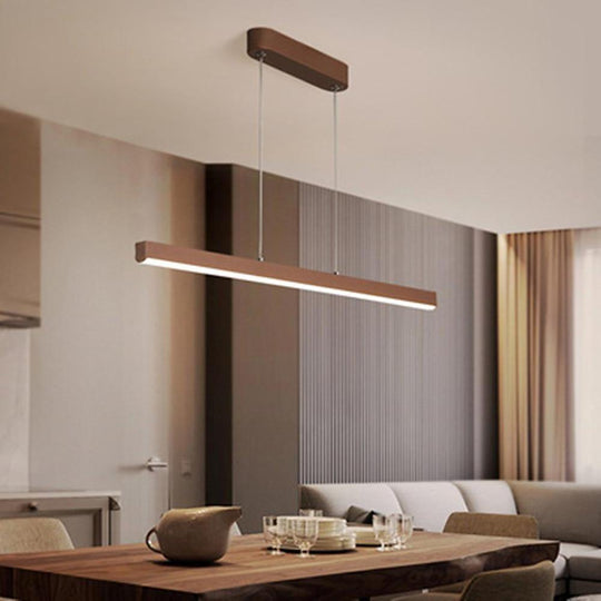 Modern Farmhouse Linear Metal LED Chandelier for Dining Room and Living Room