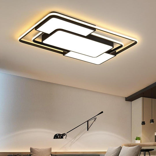 Square LED – Geometric Overlay Flush Mount Ceiling Light for Bedroom and Living Spaces