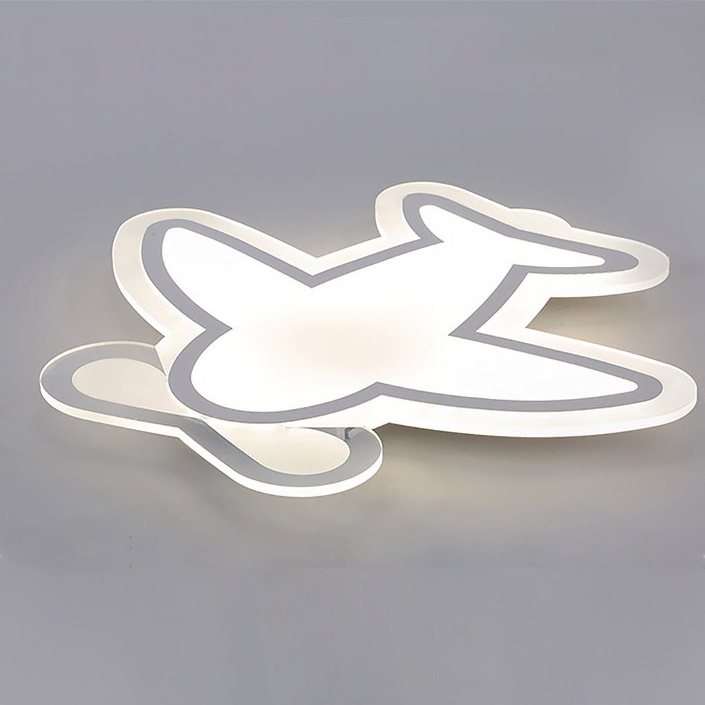 LED Aircraft-Shaped Modern Flush Mount Ceiling Light – White Iron