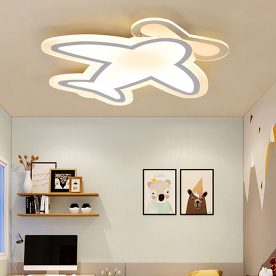 LED Aircraft-Shaped Modern Flush Mount Ceiling Light – White Iron