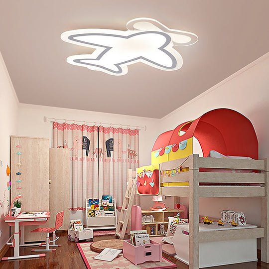 LED Aircraft-Shaped Modern Flush Mount Ceiling Light – White Iron