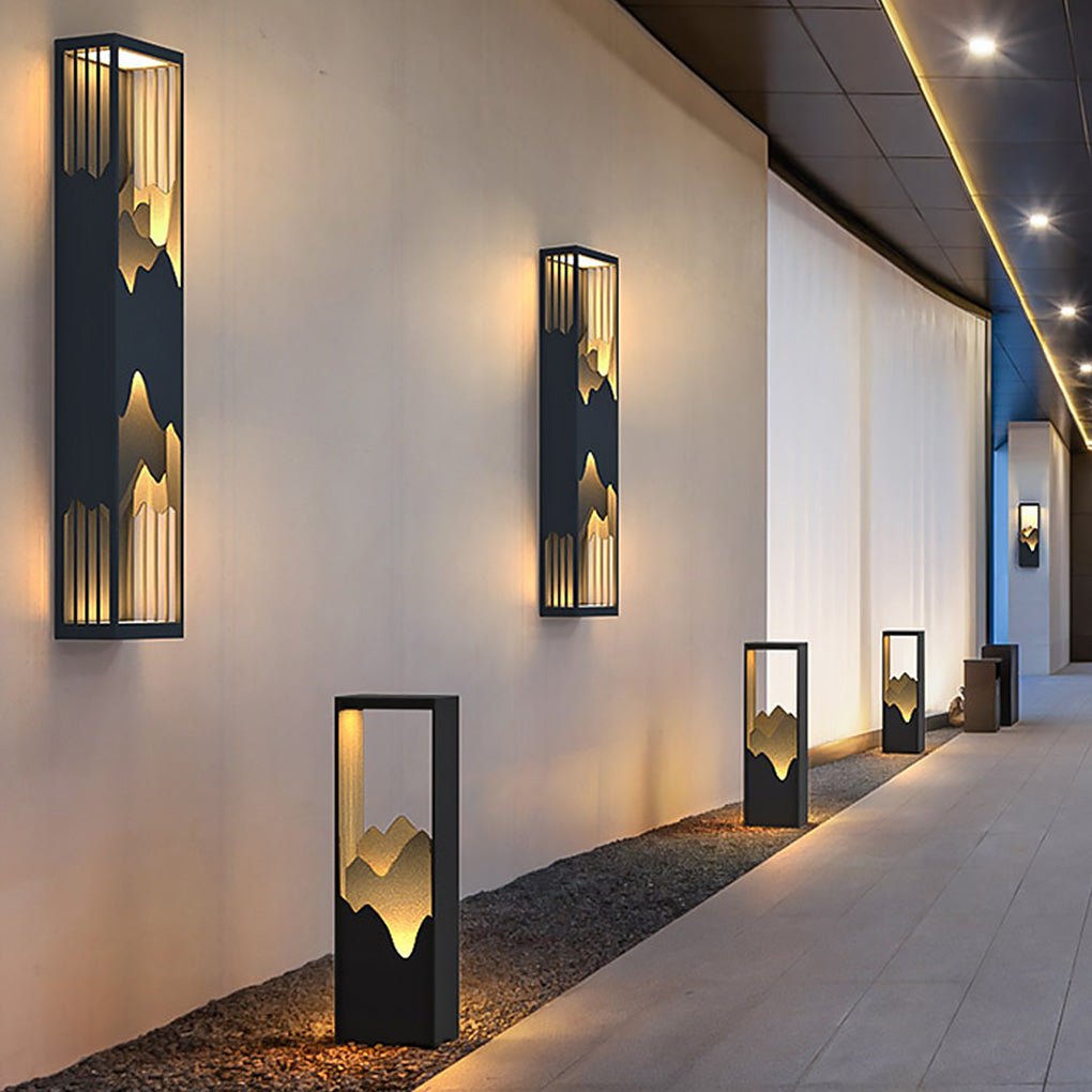 Mountain Scenery LED Up Down Lighting Waterproof Solar Wall Lamp Porch Lights