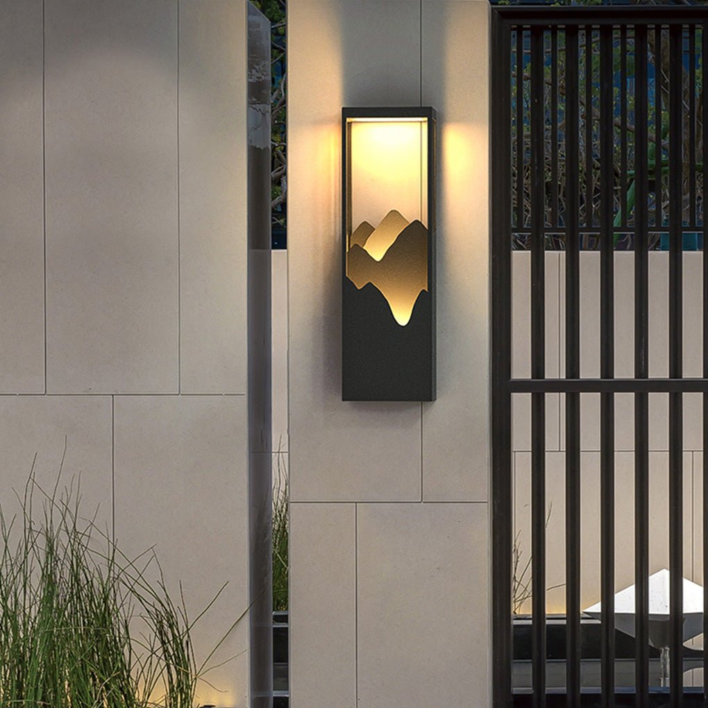 Mountain Scenery LED Up Down Lighting Waterproof Solar Wall Lamp Porch Lights
