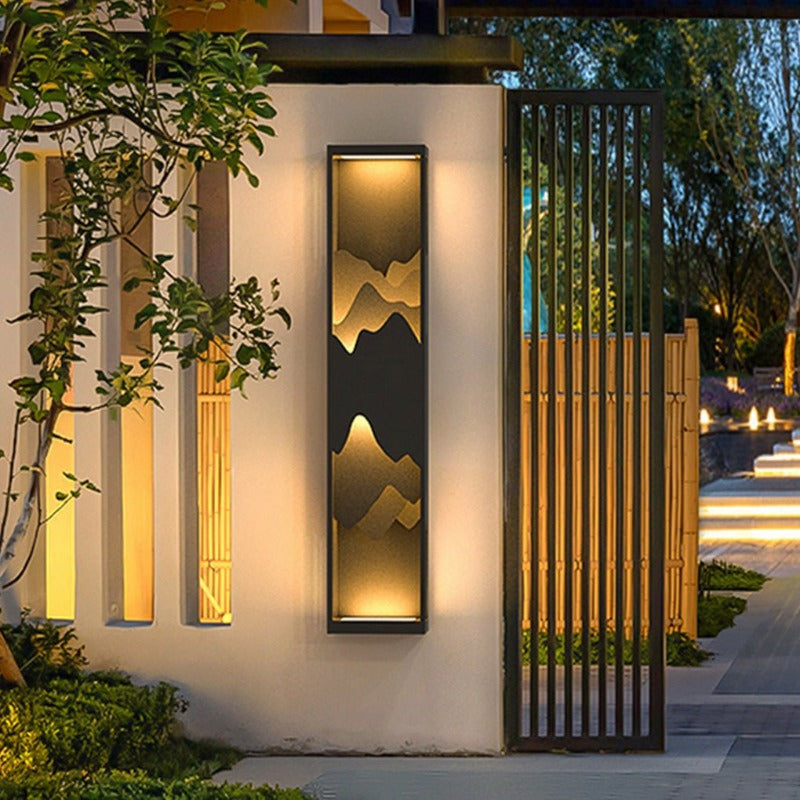 Mountain Scenery LED Up Down Lighting Waterproof Solar Wall Lamp Porch Lights