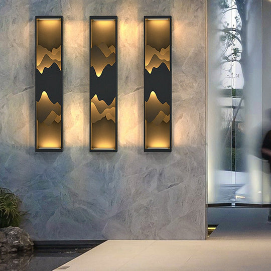 Mountain Scenery LED Up Down Lighting Waterproof Solar Wall Lamp Porch Lights