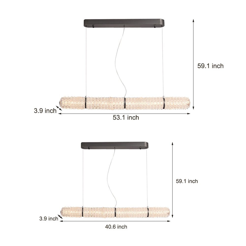 LED Crystal Linear Suspension Lamp – Black Frame, Crystal Shade