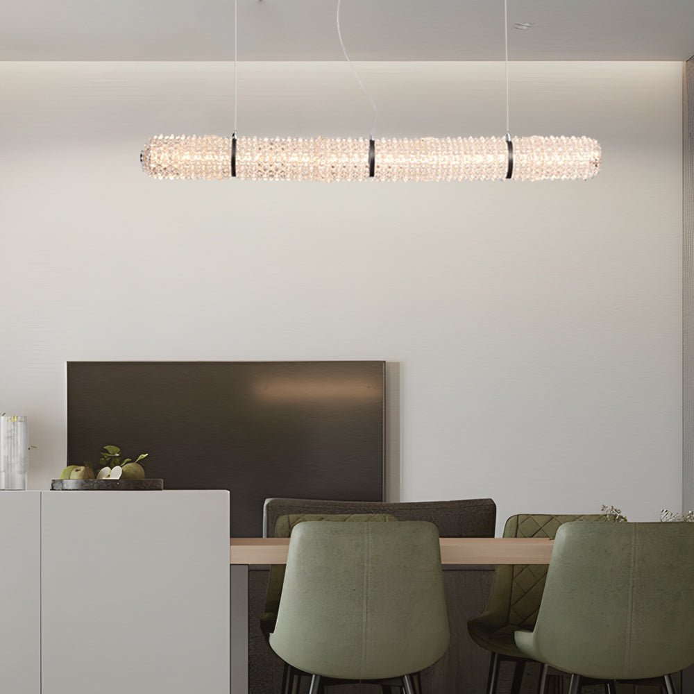 LED Crystal Linear Suspension Lamp – Black Frame, Crystal Shade