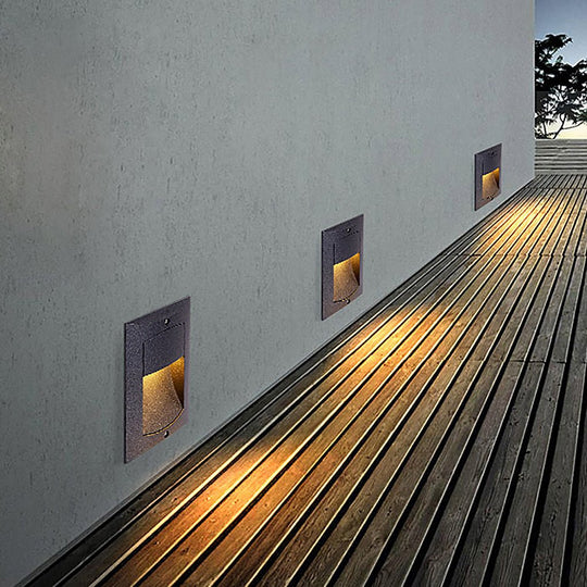Rectangle Waterproof LED Black Recessed Step Light
