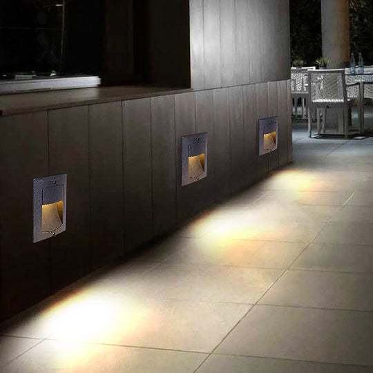 Rectangle Waterproof LED Black Recessed Step Light