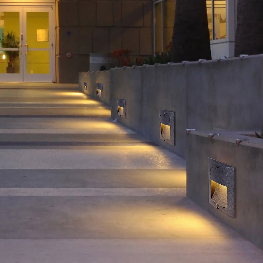 Rectangle Waterproof LED Black Recessed Step Light
