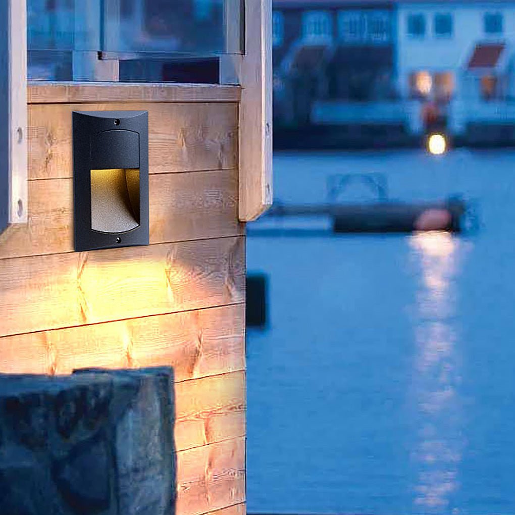 Rectangle Waterproof LED Black Recessed Step Light