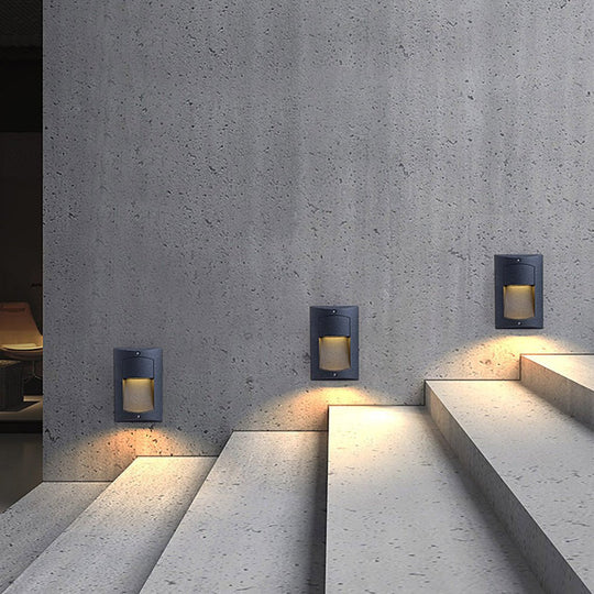 Rectangle Waterproof LED Black Recessed Step Light