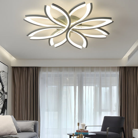 Flower-Shaped LED Flush Mount Acrylic Ceiling Light – White/Gray