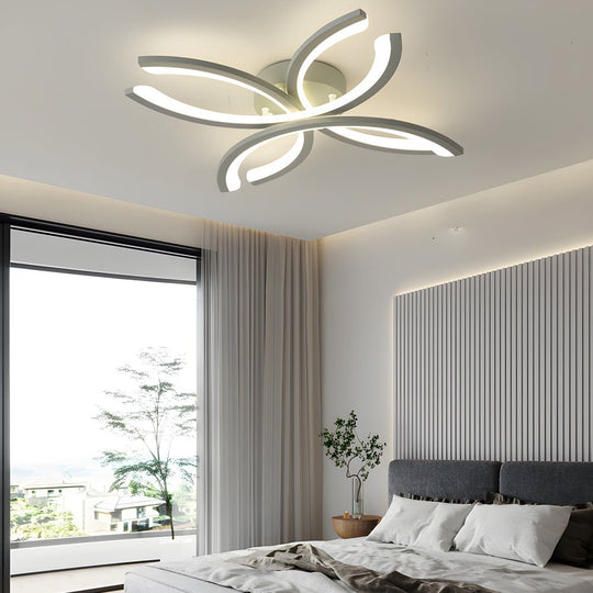 Flower-Shaped LED Flush Mount Acrylic Ceiling Light – White/Gray