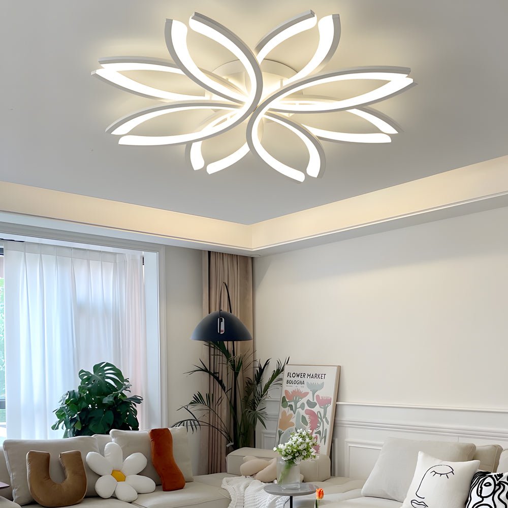 Flower-Shaped LED Flush Mount Acrylic Ceiling Light – White/Gray