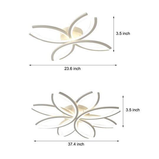 Flower-Shaped LED Flush Mount Acrylic Ceiling Light – White/Gray