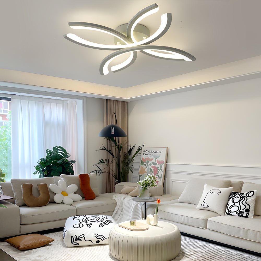 Flower-Shaped LED Flush Mount Acrylic Ceiling Light – White/Gray