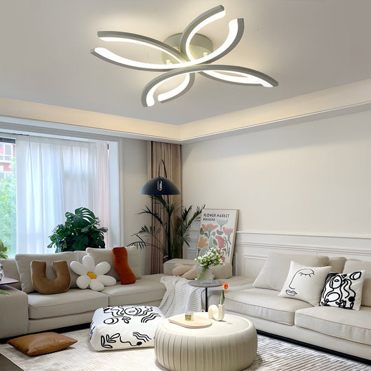 Flower-Shaped LED Flush Mount Acrylic Ceiling Light – White/Gray