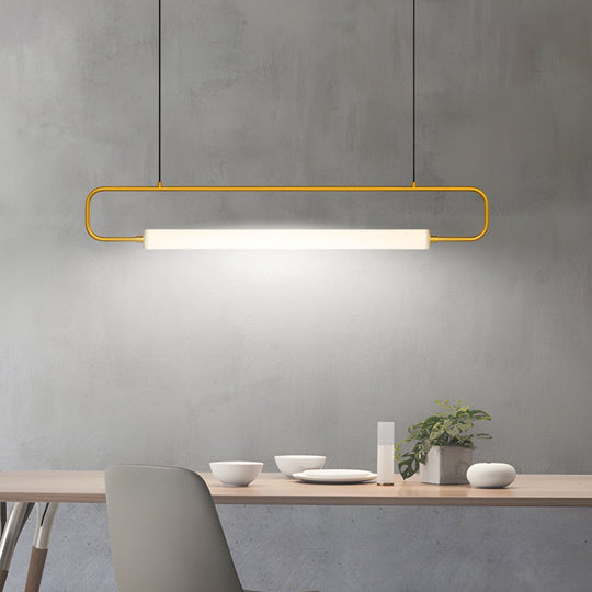 Minimalist Linear LED Bar Pendant Light – Black/Gold