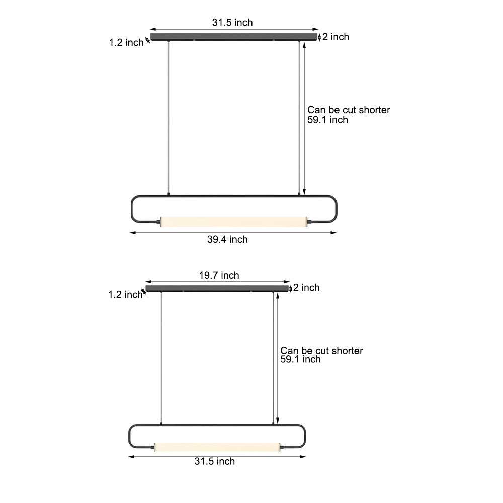 Minimalist Linear LED Bar Pendant Light – Black/Gold