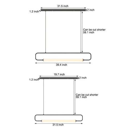 Minimalist Linear LED Bar Pendant Light – Black/Gold