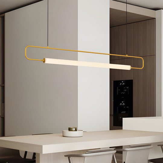 Minimalist Linear LED Bar Pendant Light – Black/Gold