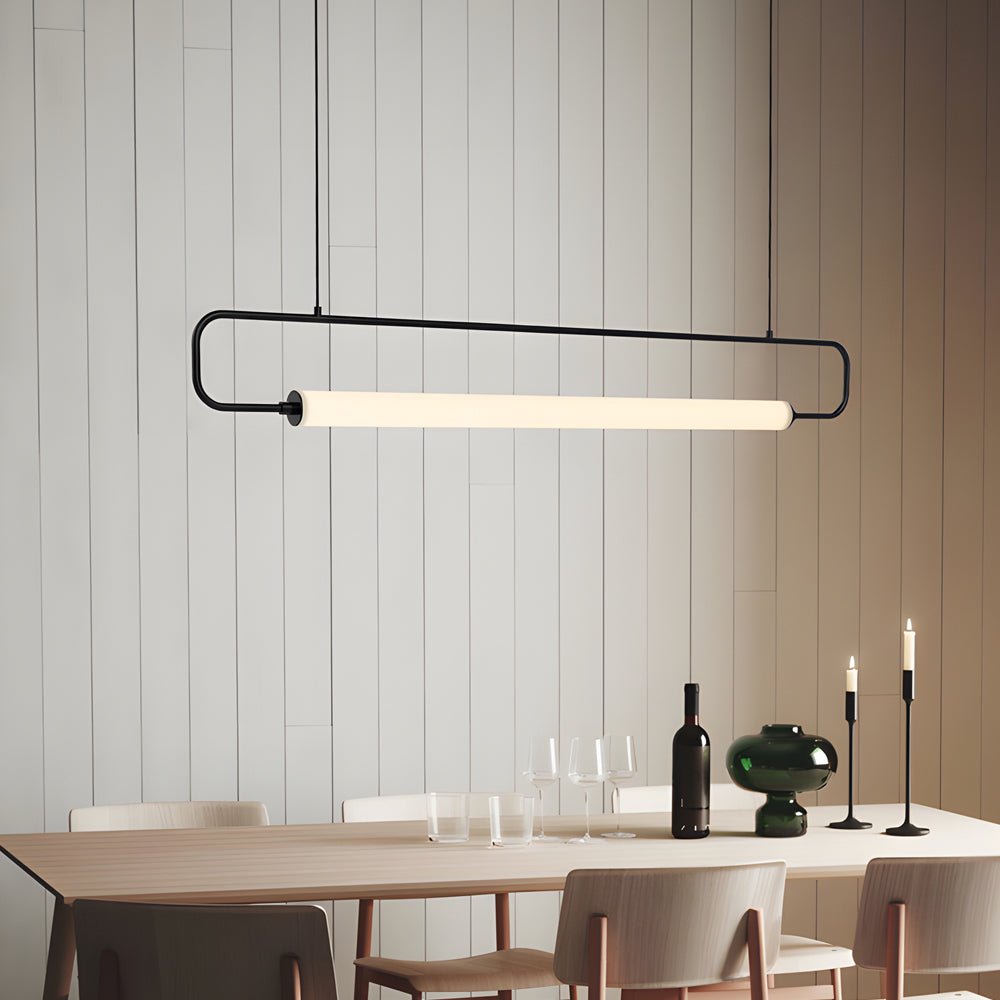 Minimalist Linear LED Bar Pendant Light – Black/Gold