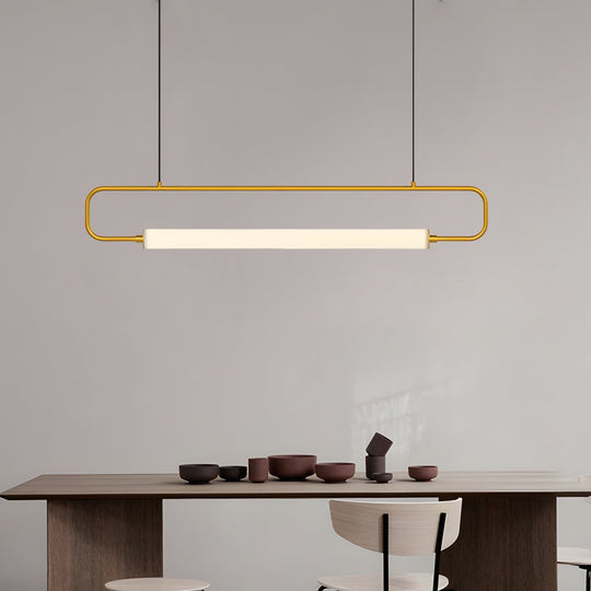 Minimalist Linear LED Bar Pendant Light – Black/Gold