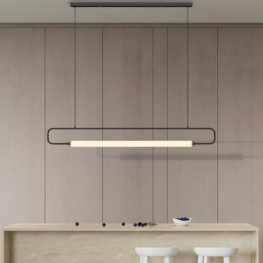 Minimalist Linear LED Bar Pendant Light – Black/Gold