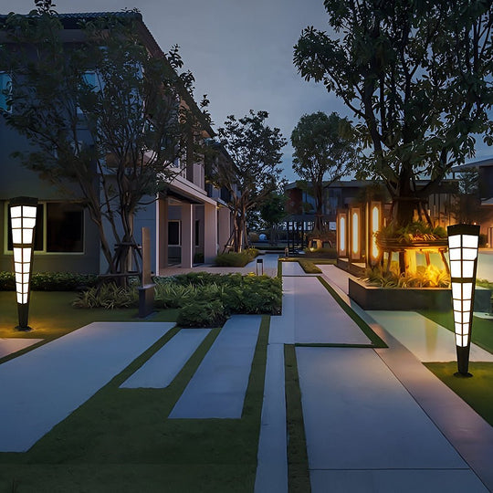 Modern Stainless Steel LED Outdoor Post Light with Marble Shade