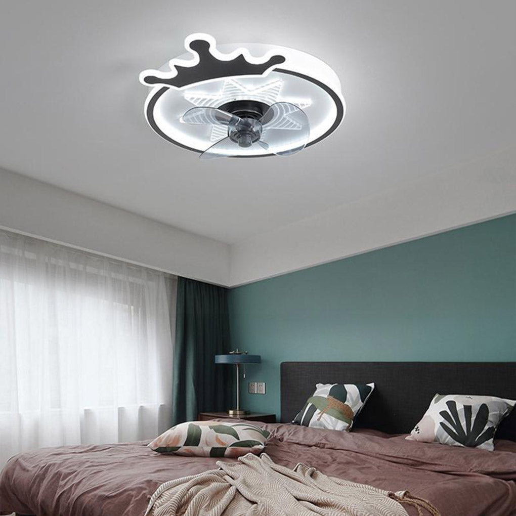LED Crown Shaped Flush Mount Kids Ceiling Fan with Remote