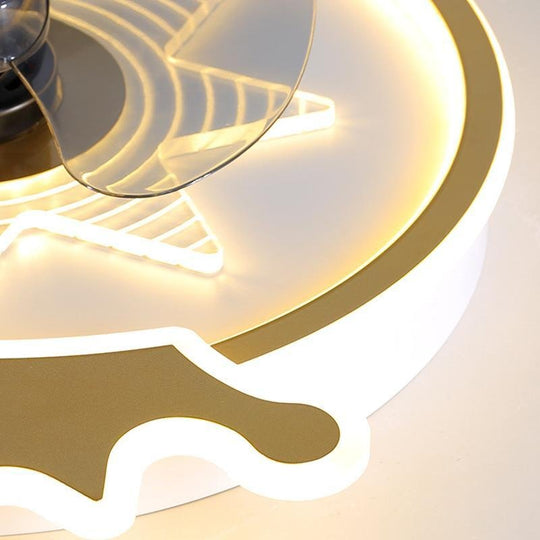 LED Crown Shaped Flush Mount Kids Ceiling Fan with Remote
