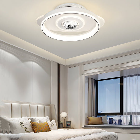 LED Smart Bladeless Ceiling Fan – Round White with Dimmable Light