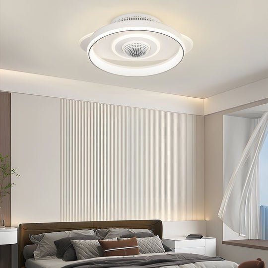 LED Smart Bladeless Ceiling Fan – Round White with Dimmable Light