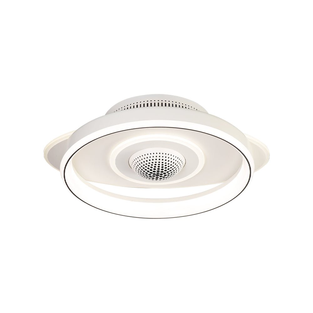 LED Smart Bladeless Ceiling Fan – Round White with Dimmable Light