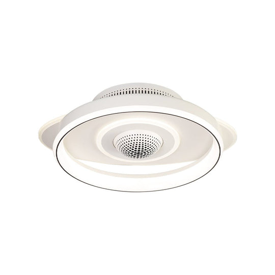 LED Smart Bladeless Ceiling Fan – Round White with Dimmable Light