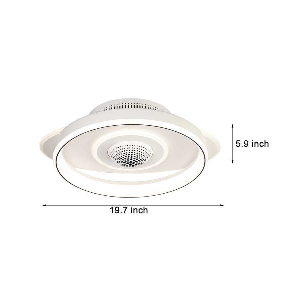 LED Smart Bladeless Ceiling Fan – Round White with Dimmable Light