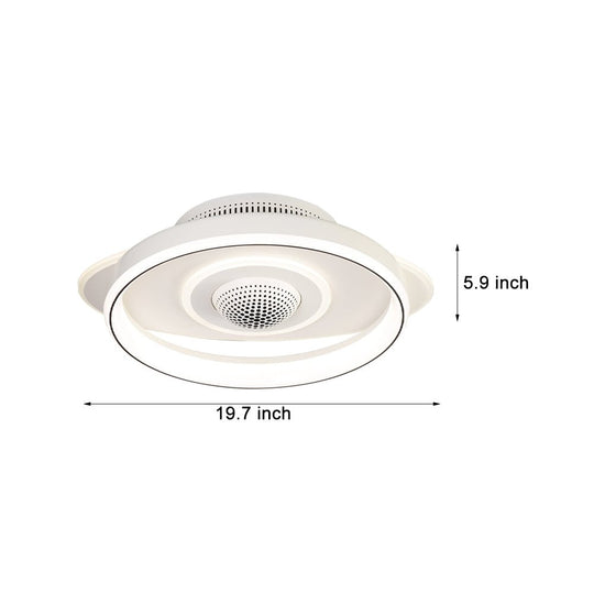 LED Smart Bladeless Ceiling Fan – Round White with Dimmable Light